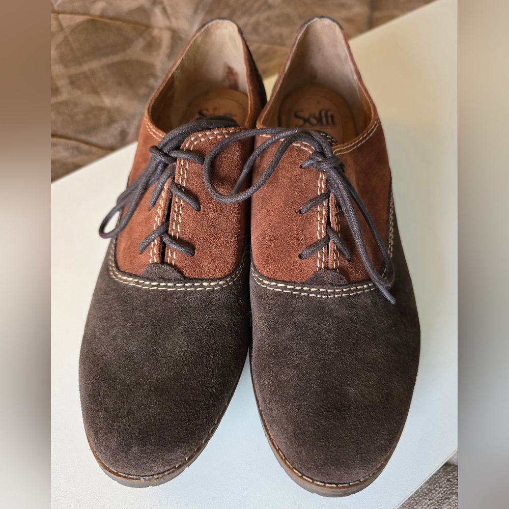 SOFFT Alexandra Brown/Rust Suede Oxfords 10M